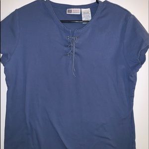 cute vintage blue shirt w/ front tie up